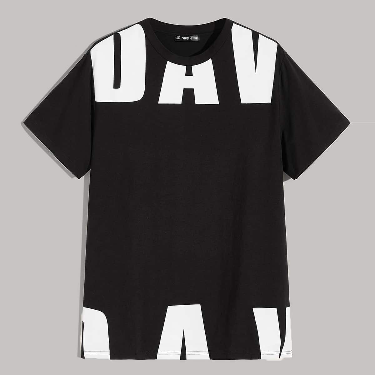 

Guys Letter Print Tee, Black