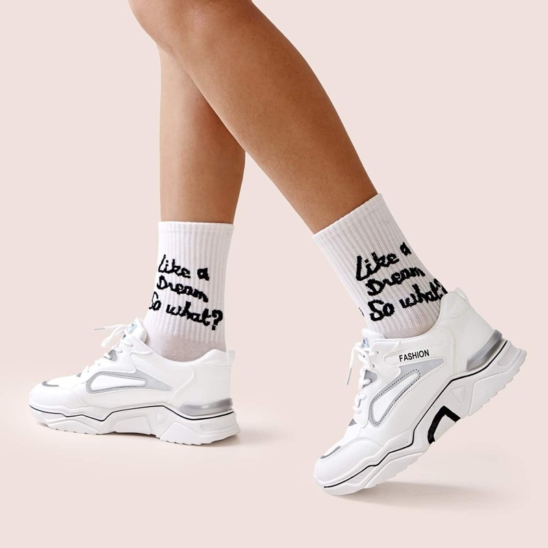 

Lace-up Front Chunky Sole Trainers, White