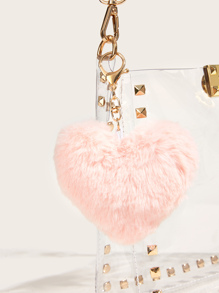 Plush Heart Shaped Charm Bag Accessory