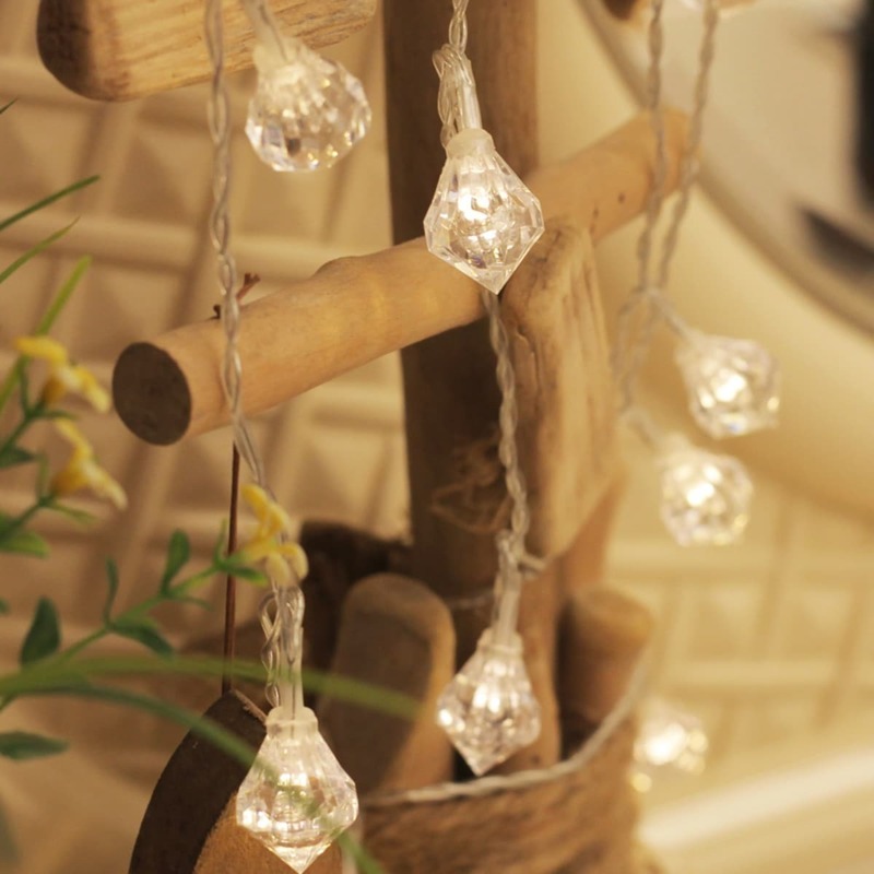 20pcs Diamond Shaped Bulb String Light 1.5M, White