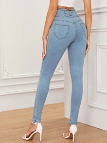 Light Wash Highest Waist High Stretch Skinny Jeggings - Light Wash - View 2