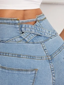 Light Wash Highest Waist High Stretch Skinny Jeggings - Light Wash - View 3