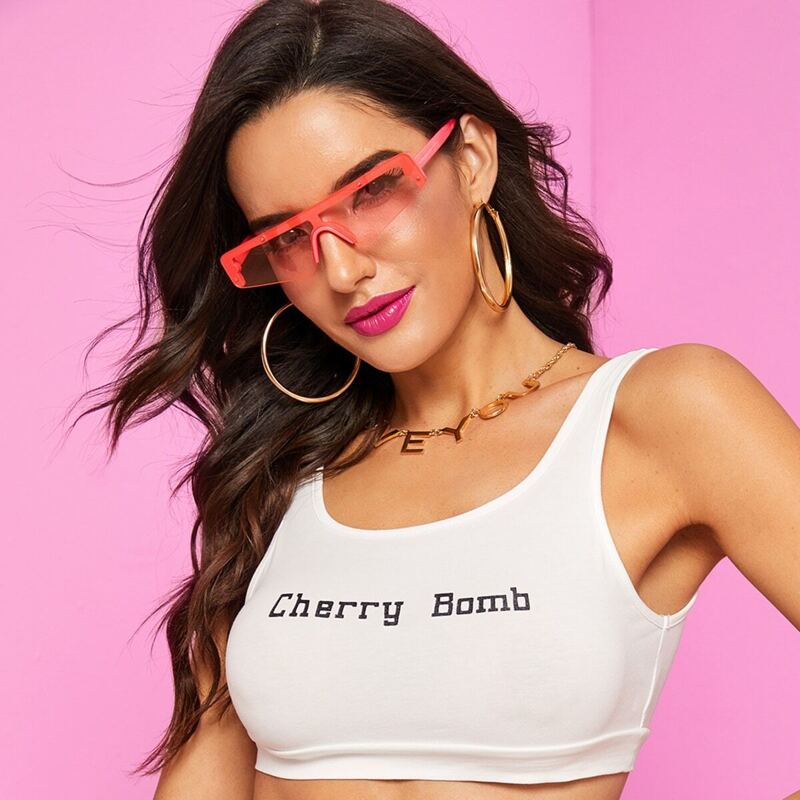 

Flat Top Shield Sunglasses, Hot pink