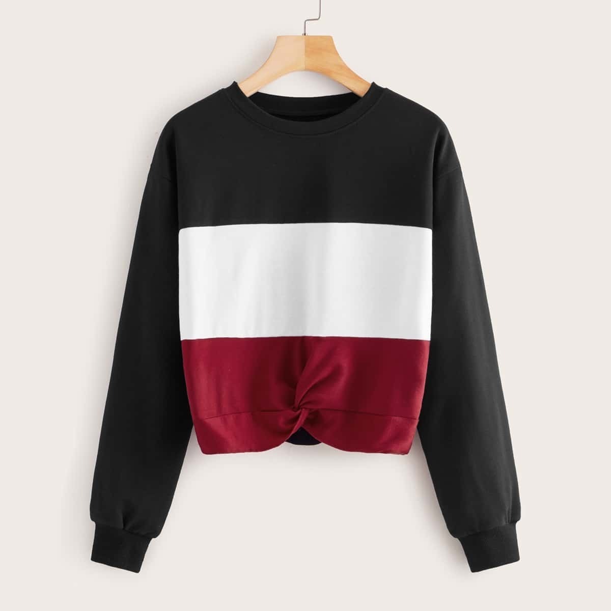 

Cut And Sew Twist Hem Sweatshirt, Multicolor