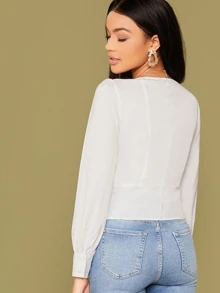 SHEIN Privé Square Neck Buttoned Front Top