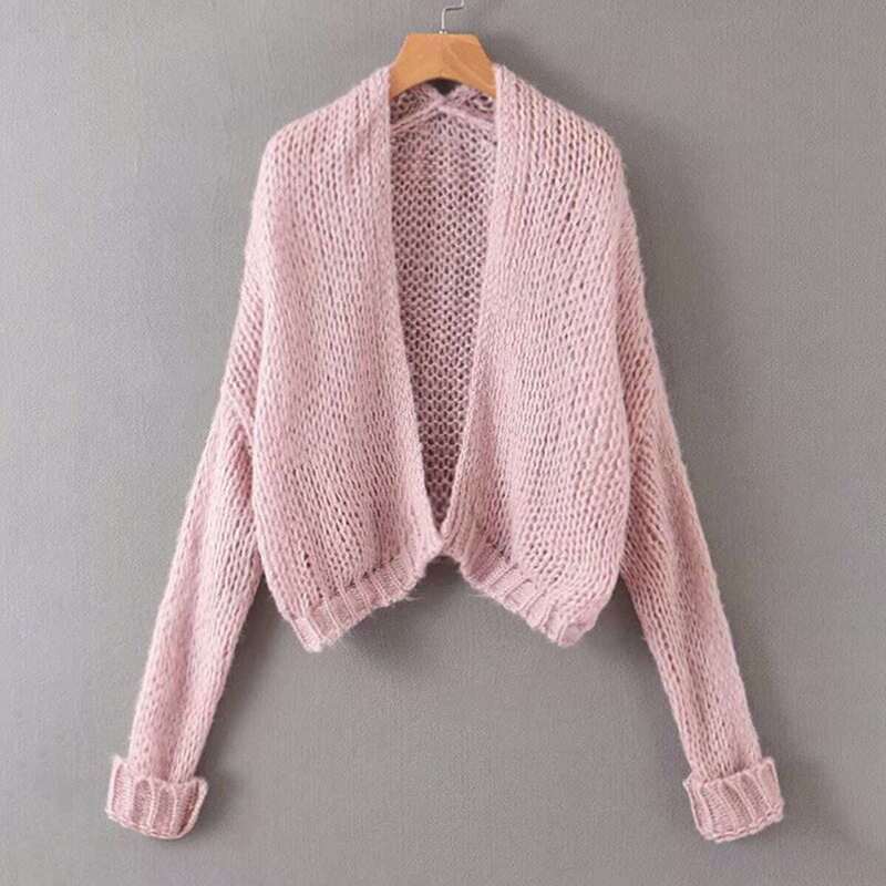 

Open Stitch Extra-long Sleeve Cardigan, Pink