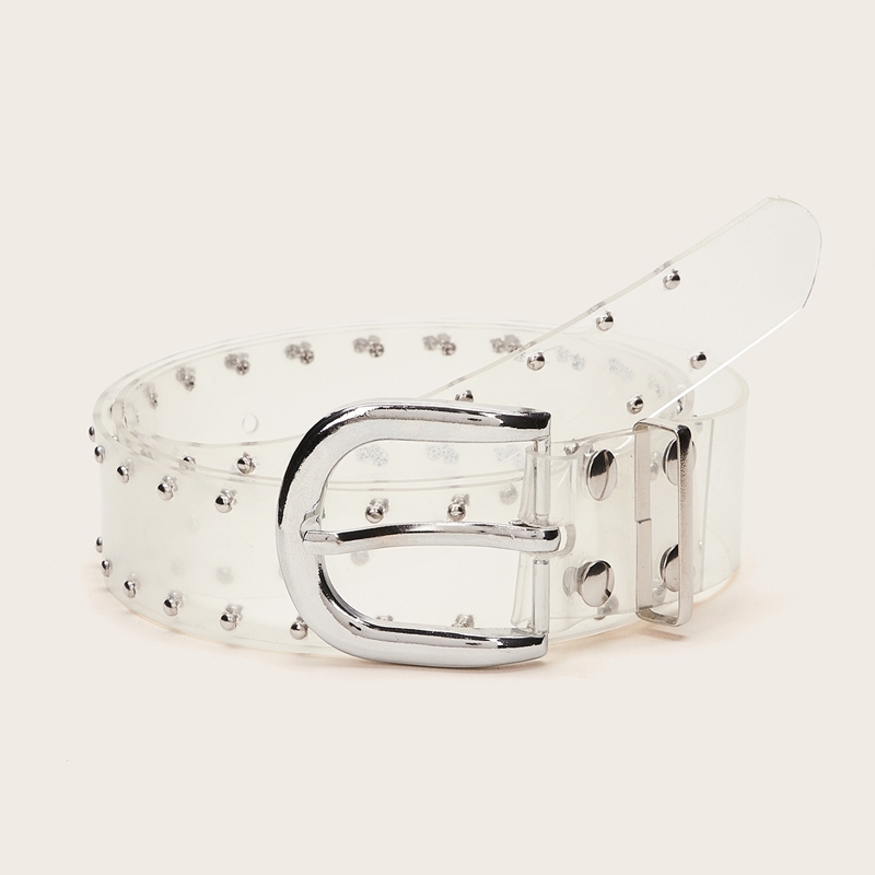 

Rivet Decor Transparent Belt, Clear