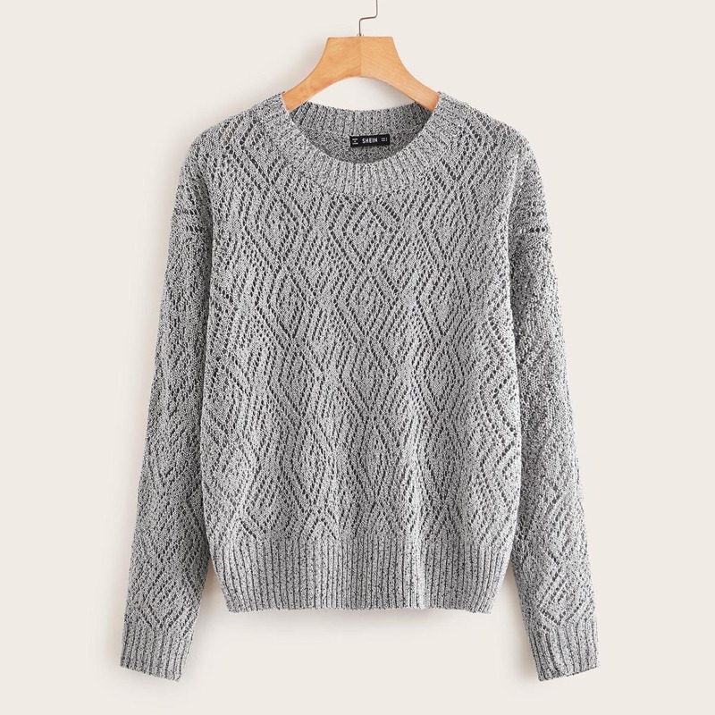 

Solid Drop Shoulder Sweater, Grey