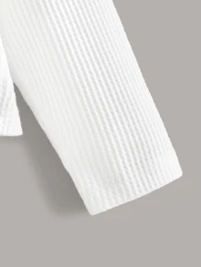 SHEIN Top de niñas con cordón delantero con diseño de botón - Blanco - Ver 4