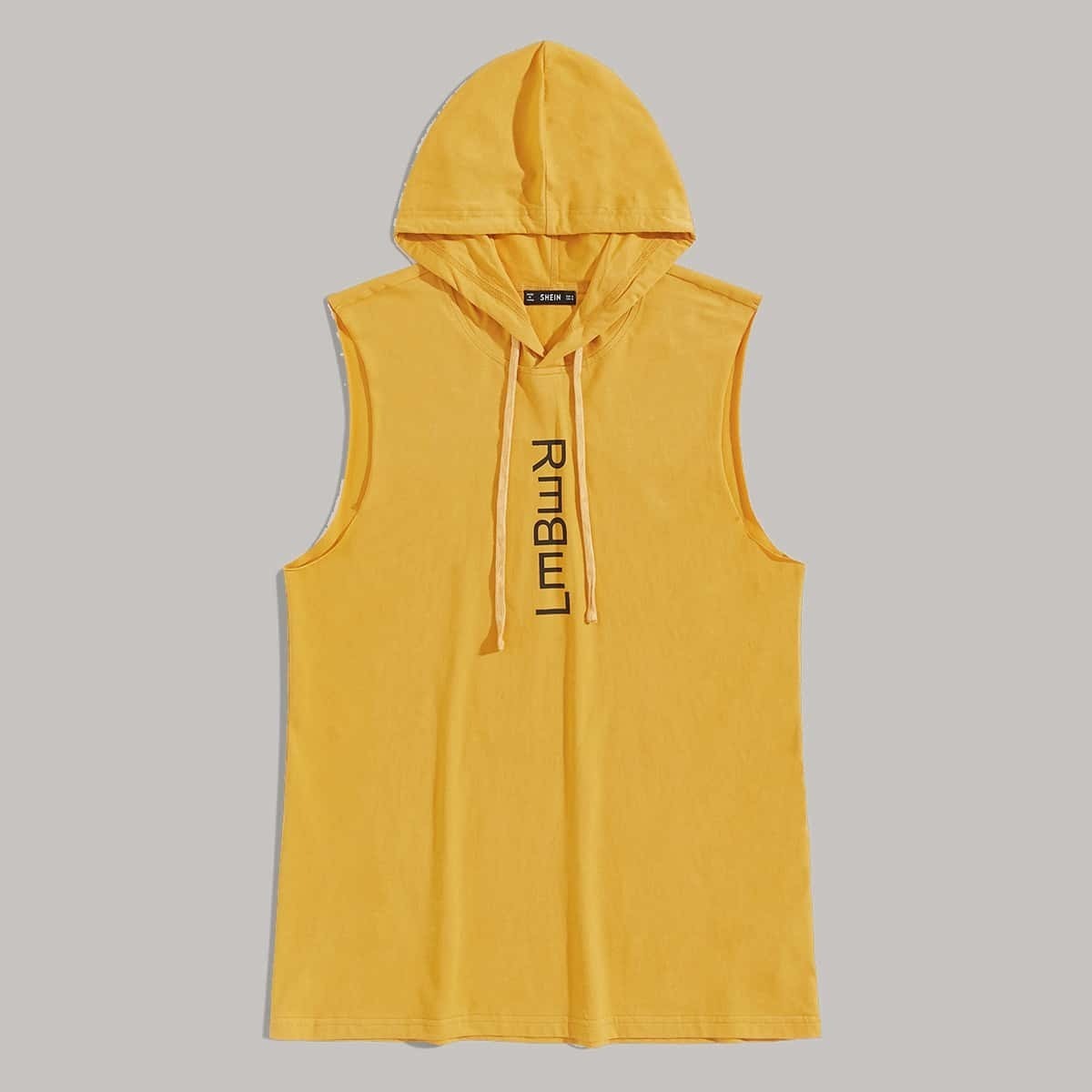 

Guys Letter Print Hoodie, Yellow