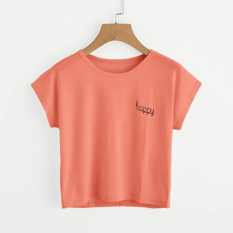 

Letter Graphic Round Neck Tee, Orange