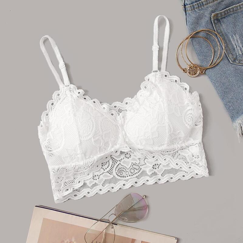

Floral Lace Bralette, White