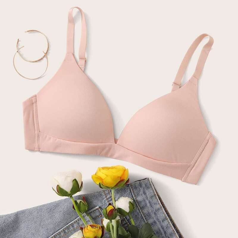 

Adjustable Strap Wireless Bra, Pink