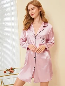 Váy thêu trái tim Satin - Màu Hồng baby - Xem 3