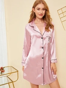 Váy thêu trái tim Satin - Màu Hồng baby - Xem 4