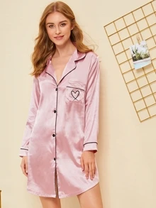 Váy thêu trái tim Satin - Màu Hồng baby - Xem 1