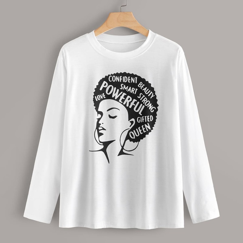 

Plus Figure & Letter Print Tee, White