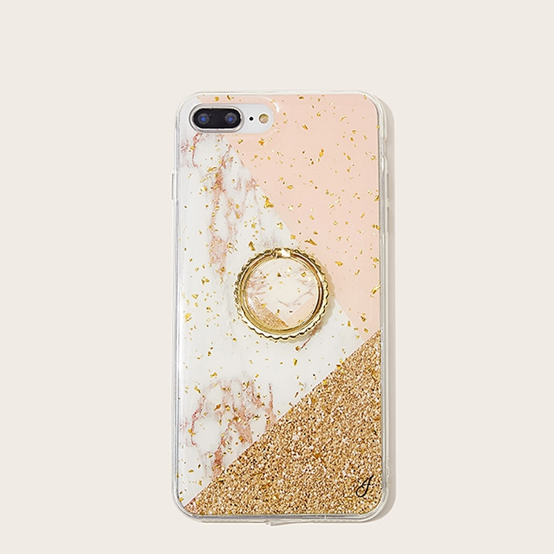 

Marble Pattern iPhone Case With Ring, Multicolor