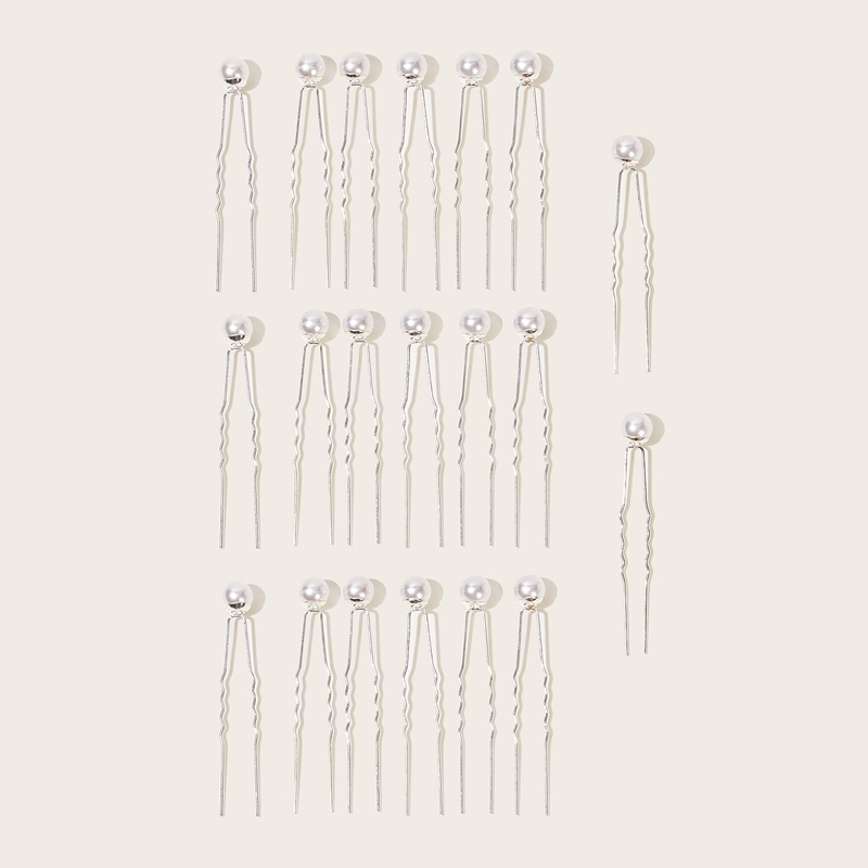 

Faux Pearl Decor Hair Pin 20pcs, White