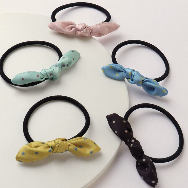 

Polka Dot Pattern Bow Knot Hair Tie 5pcs, Multicolor