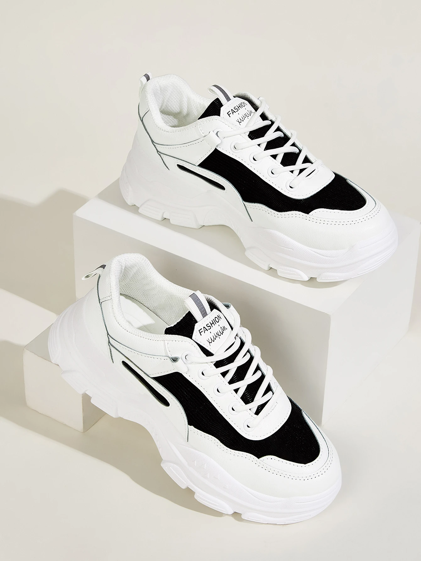 chunky sole white trainers