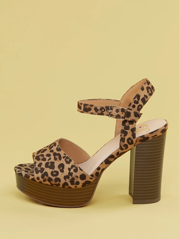 cheetah ankle strap heels
