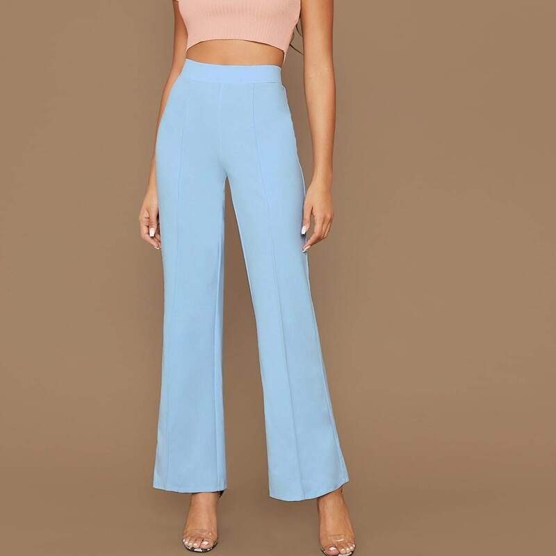 

Wide Band Waist Palazzo Pants, Blue