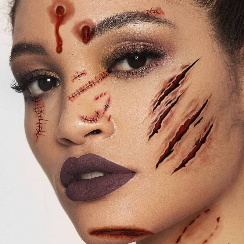 

Halloween Horror Scar Tattoo Sticker 4pcs, Red