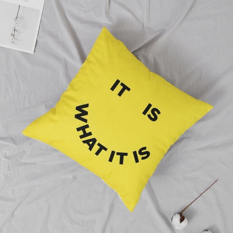 

Slogan Smile Print Cushion Cover, Yellow