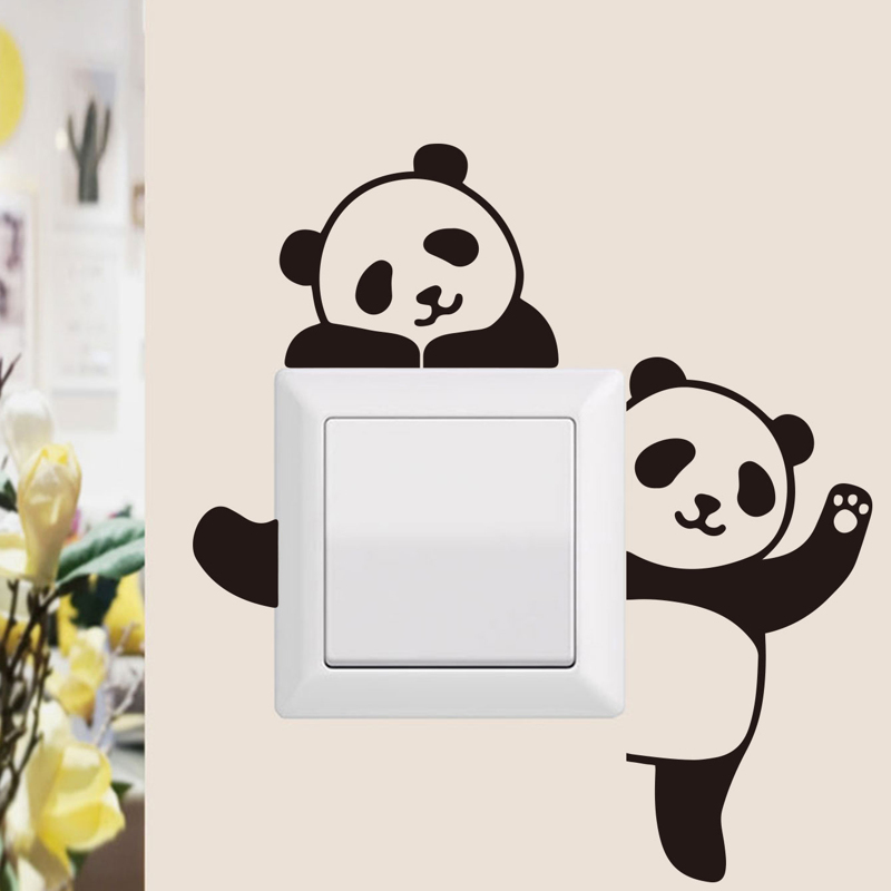 

Cartoon Panda Print Switch Sticker, Black and white