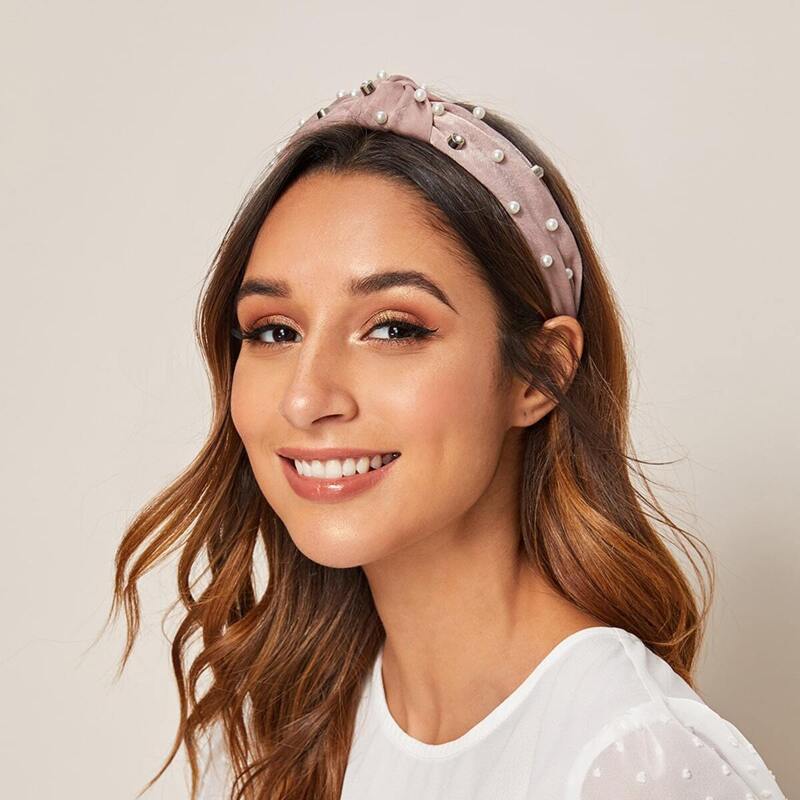 

Faux Pearl & Knot Decor Headband, Pink