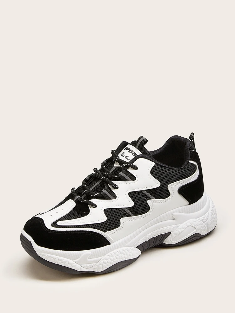 lace up chunky sole sneakers