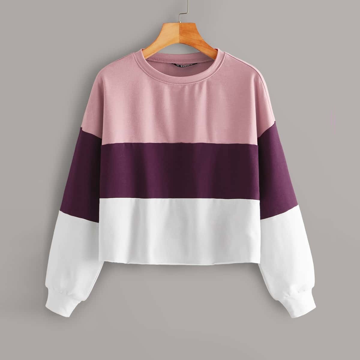 

Drop Shoulder Colorblock Pullover, Multicolor