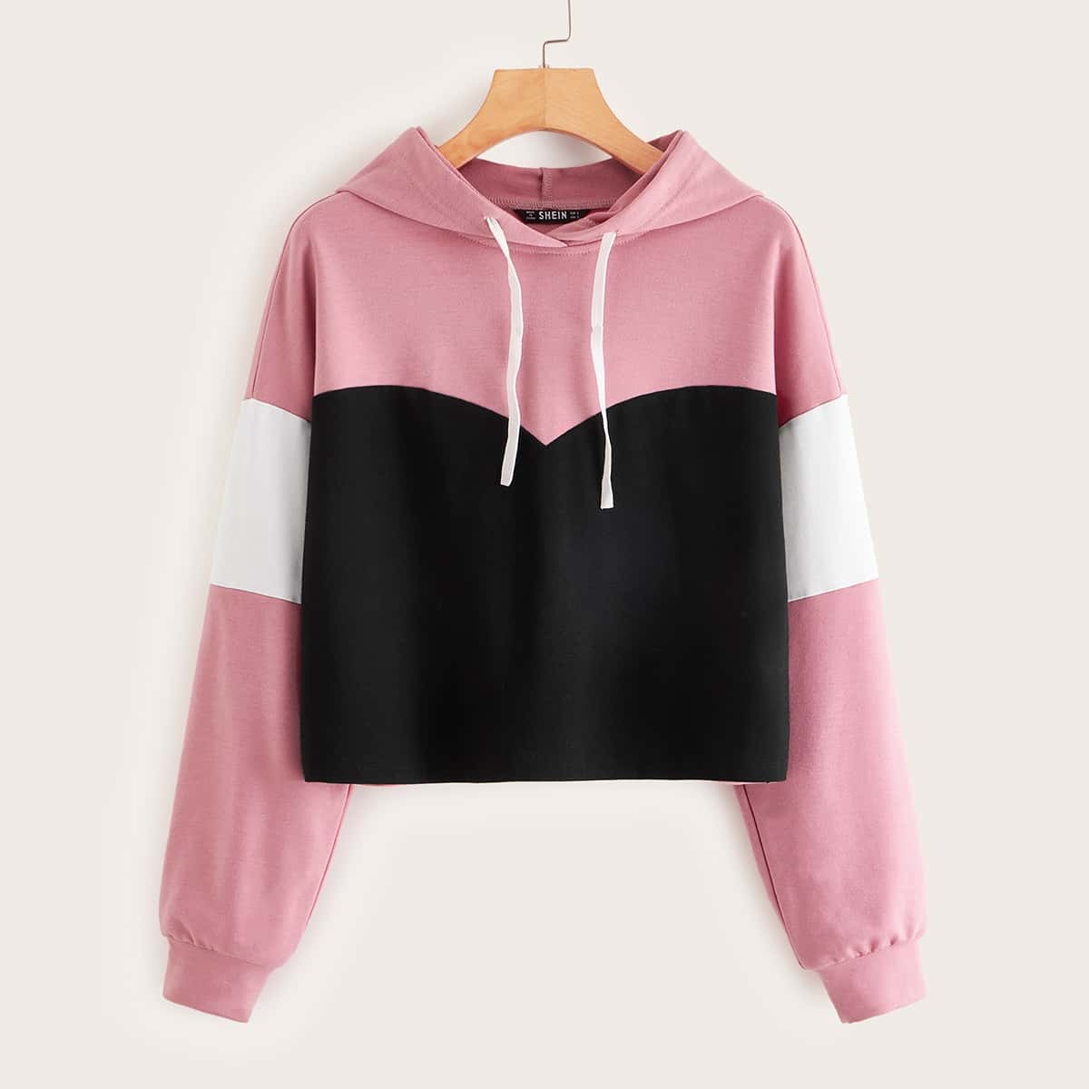 

Color-block Drawstring Hoodie, Multicolor