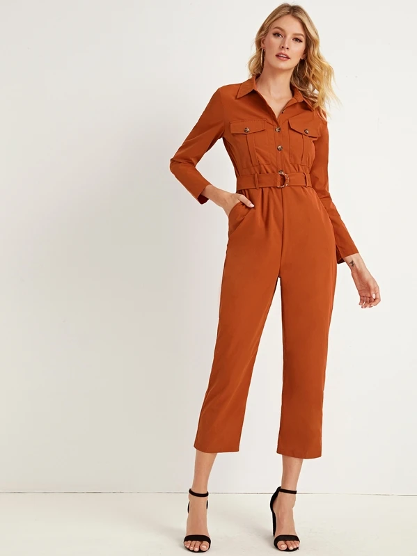 belted cargo jumpsuit