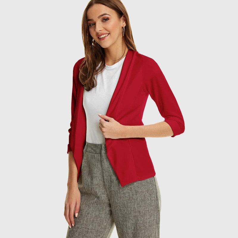 

Shawl Collar Solid Blazer, Red bright