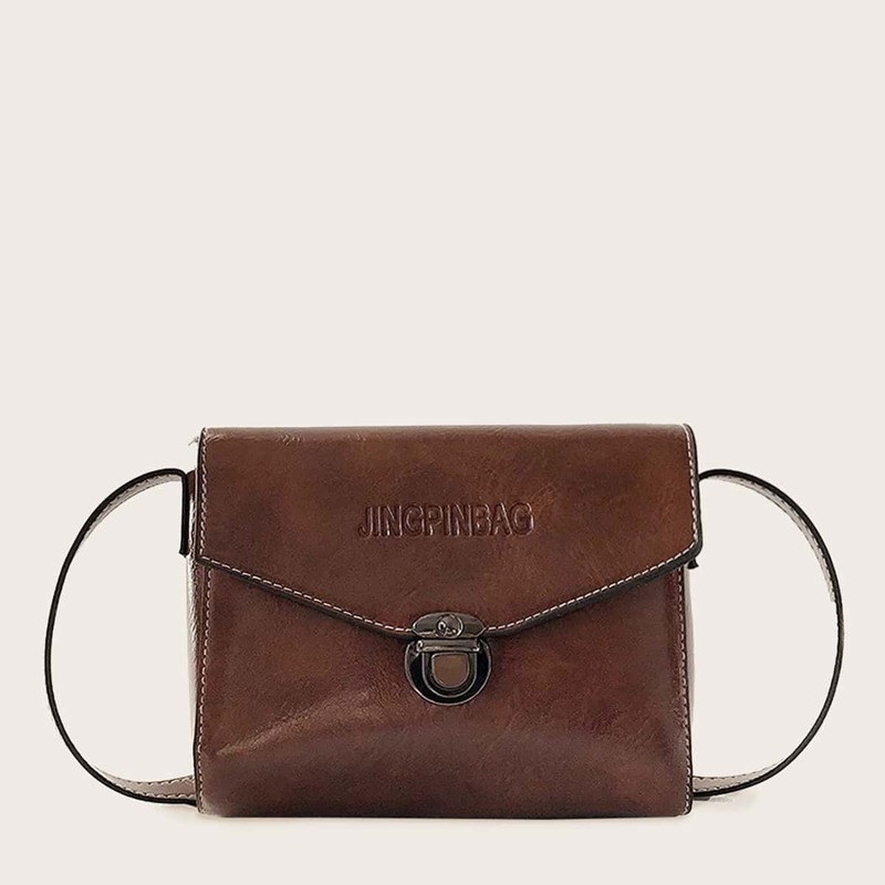 

Push Lock Flap Crossbody Bag, Brown