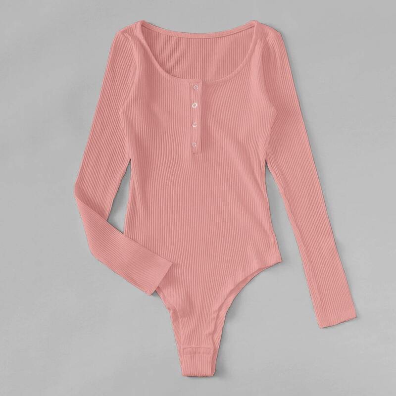 

Pink Ribbed Henley Bodysuit, Dusty pink