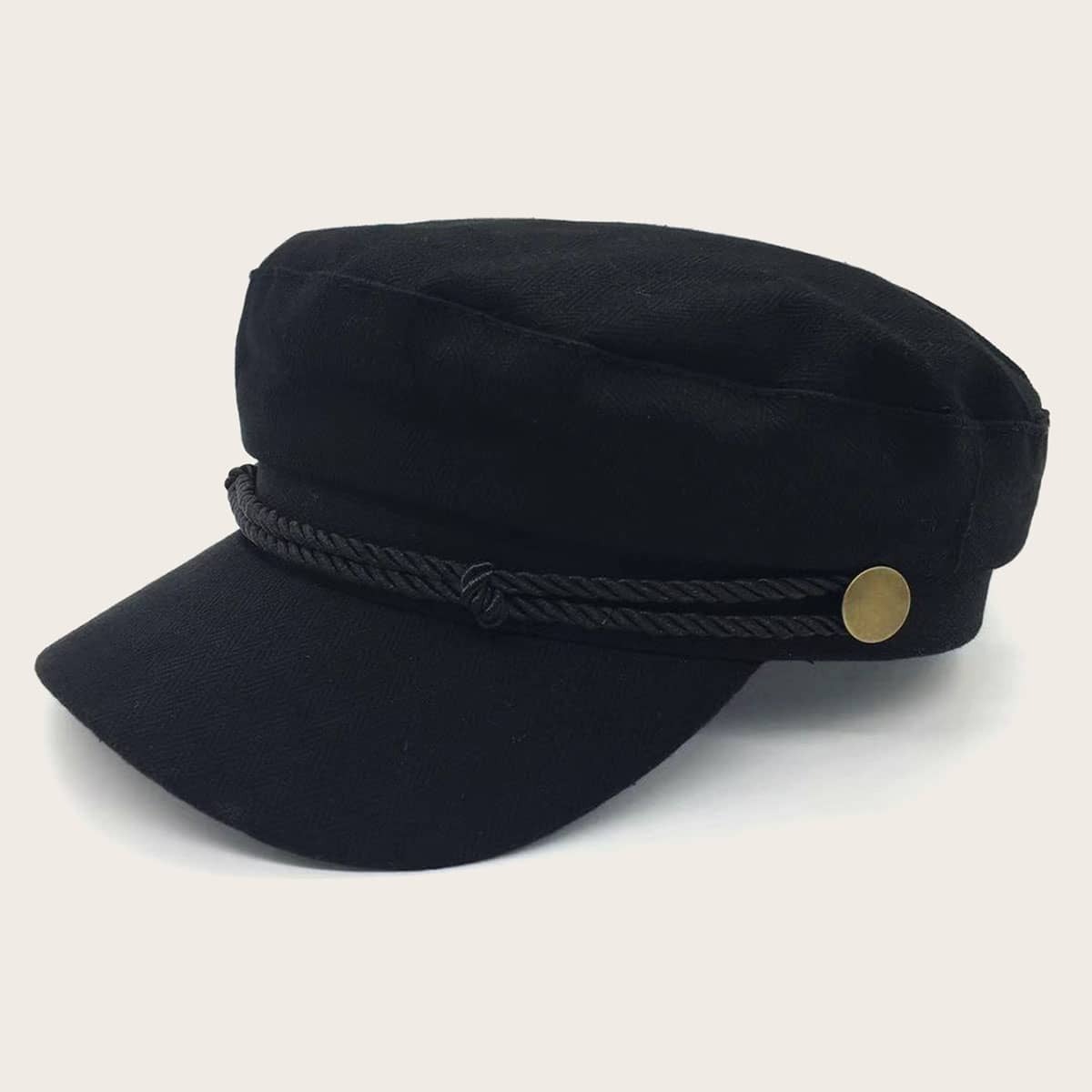 

Guys Belt Decor Newsboy Hat, Black