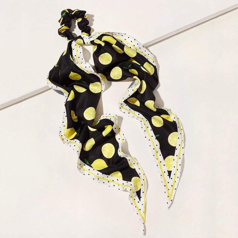 

Lemon Pattern Scrunchie Scarf, Multicolor