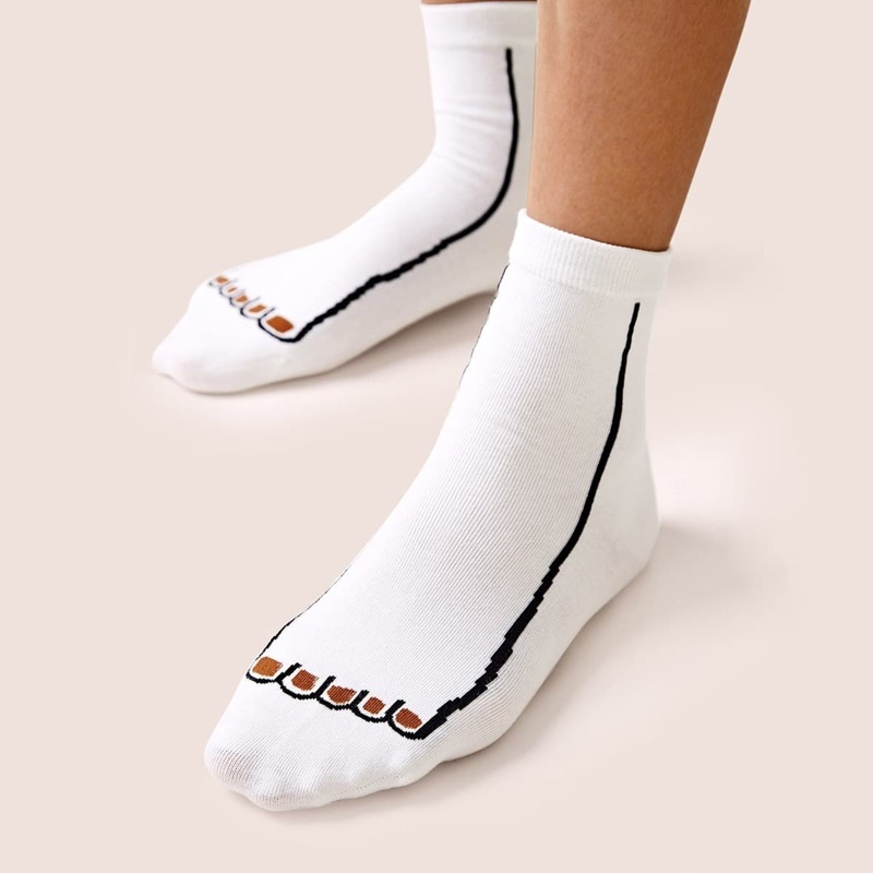 

Foot Pattern Socks 1pair, White