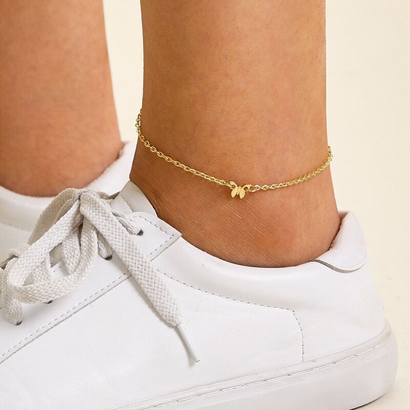 

Butterfly Decor Chain Anklet, Gold