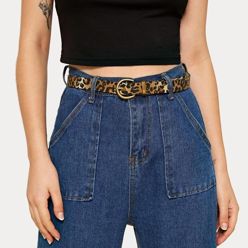 

Leopard Print Metal Buckle Belt, Multicolor