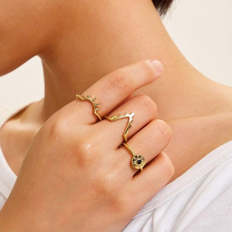 

Mixed Rings Set 3pcs, Gold