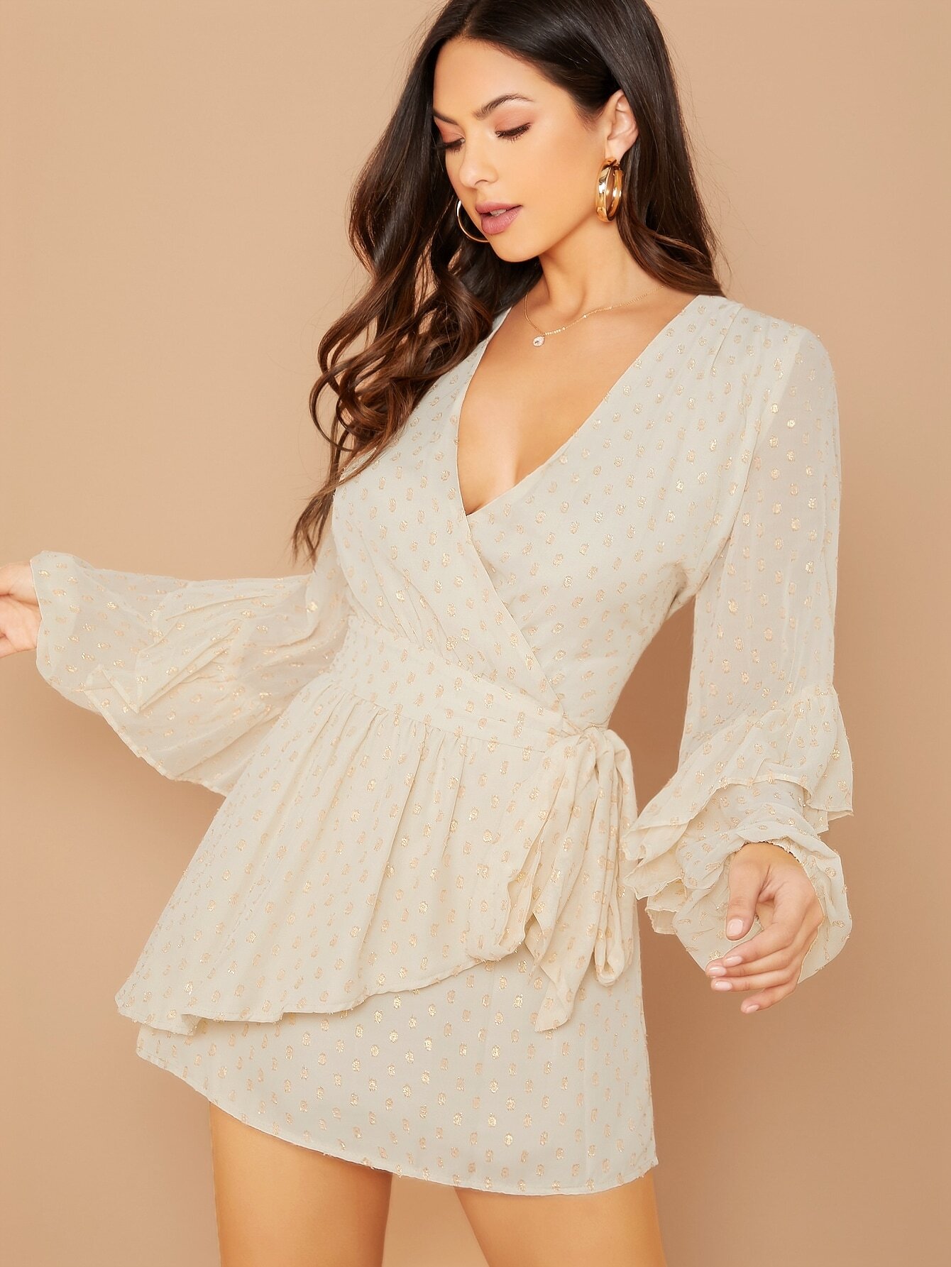 metallic polka dot dress