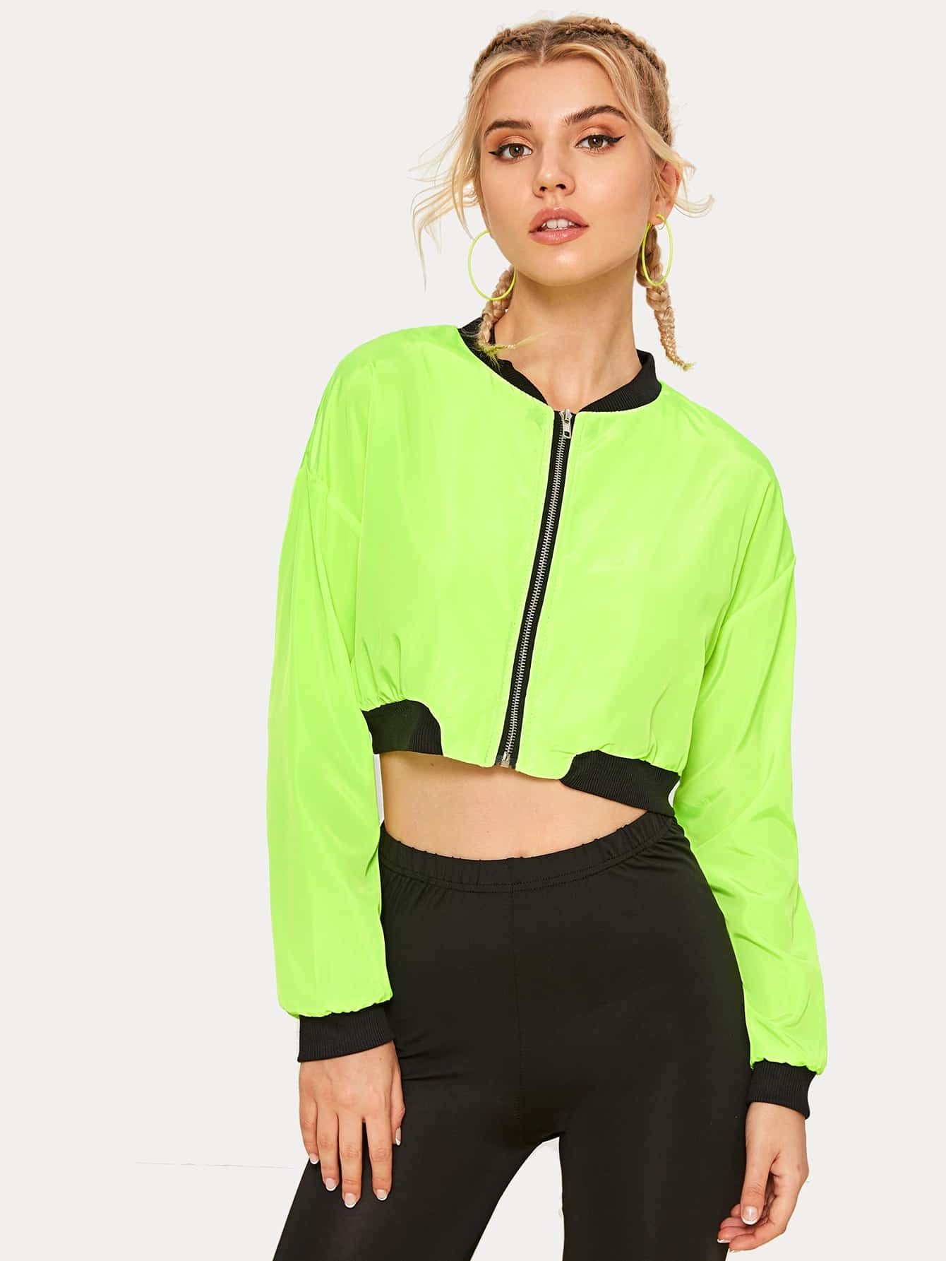 neon green crop jacket