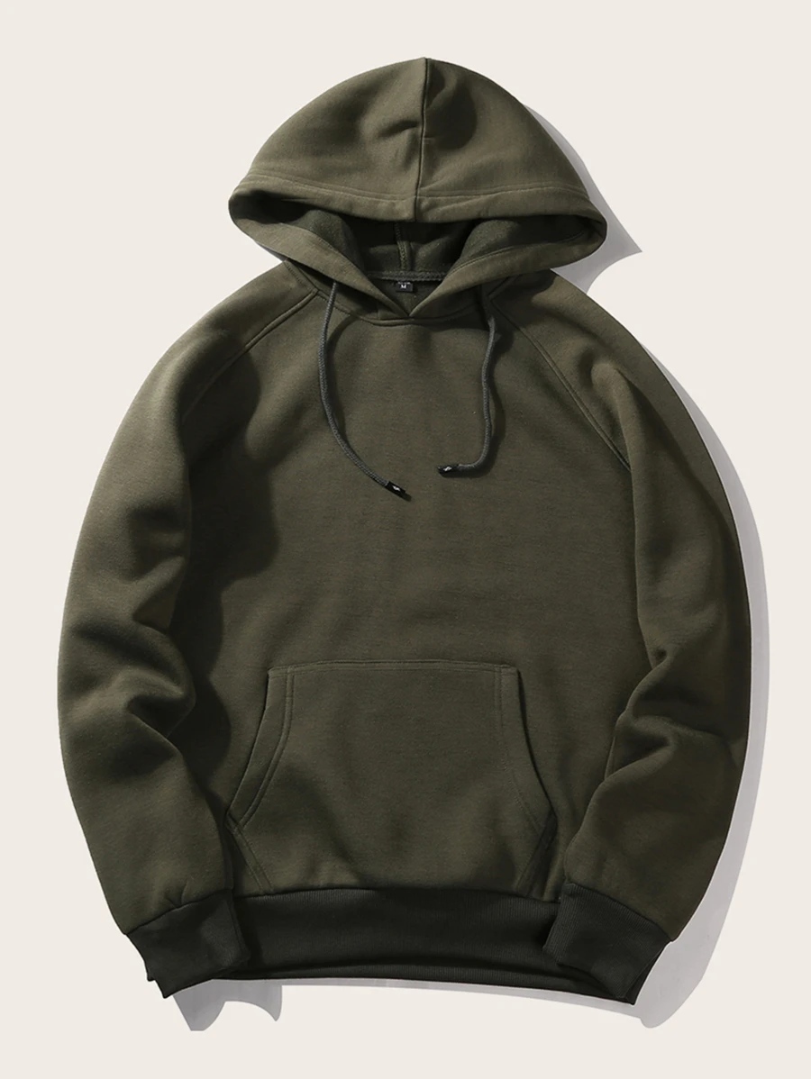 Manfinity Men Solid Hooded Sweatshirt - Army Green - View 1
