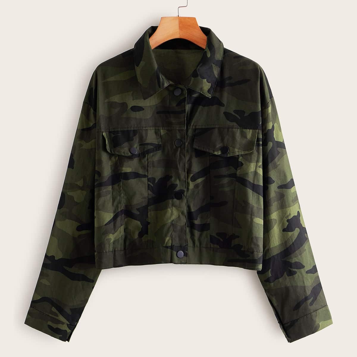

Dual Pocket Camo Print Jacket, Multicolor