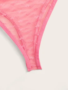 心形圈捆綁式透明內衣褲套裝 - 粉色 - 查看 5