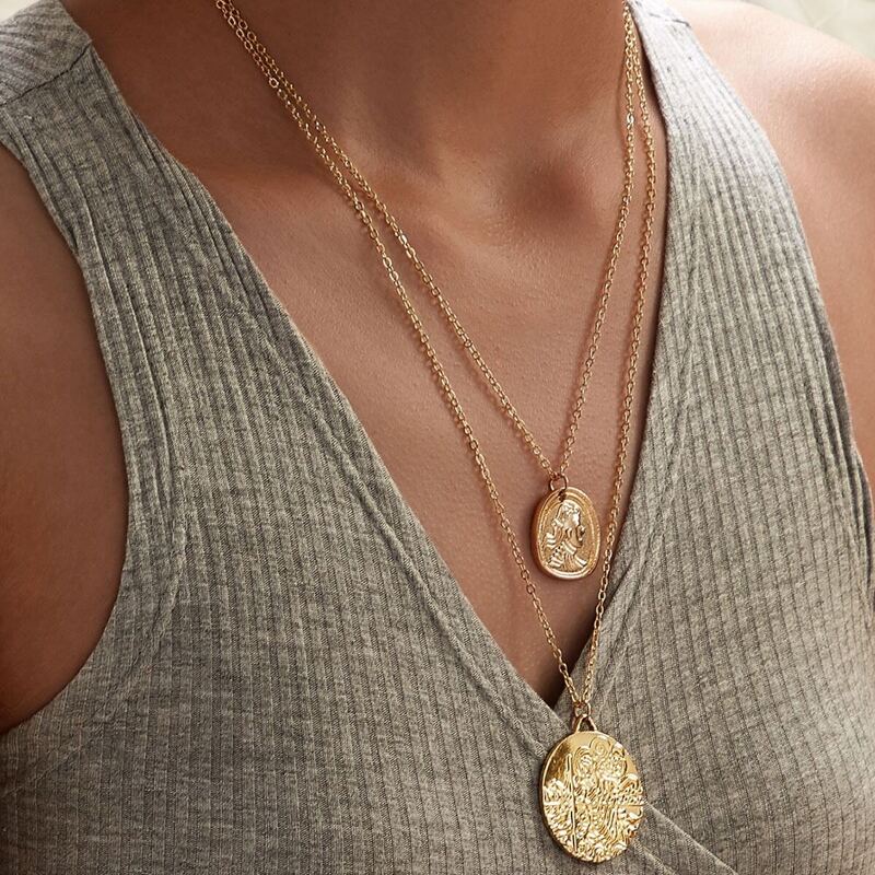 

Coin Charm Layered Necklace 1pc, Gold